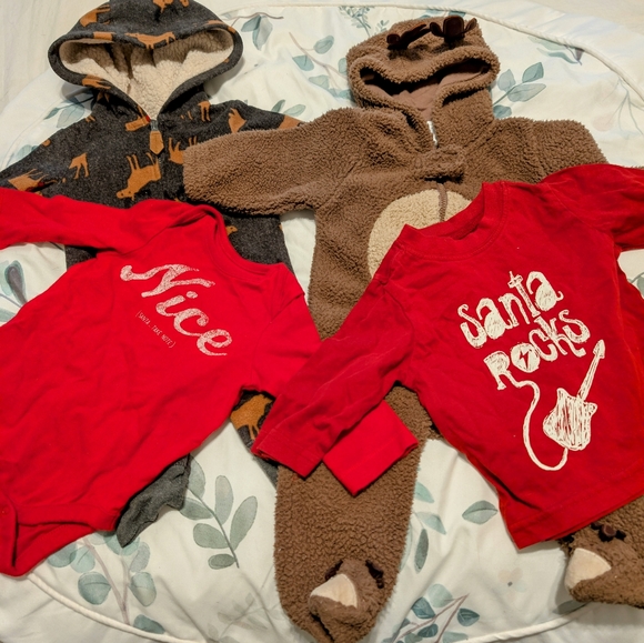 Carter's Other - Baby Christmas outfits bundle 3-6 months reindeer moose onesie Santa shirts
